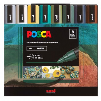 POSCA Paint Marker Sets, 8-Color PC-5M, Earth Tone Set