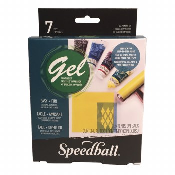 Speedball Gel Printing Starter Kit, 7 Pieces Including 5" x 5" Gel Printing Plate & Inks