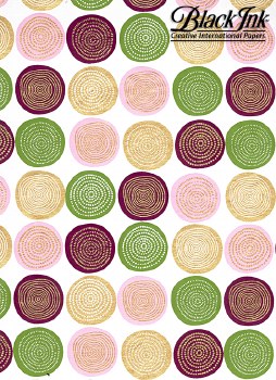 Lolli in Pink, Apple Green, Plum & Gold on White Paper