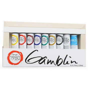 Gamblin 1980 Oil Colors Introductory Paint Set, Eight 37ml Tubes