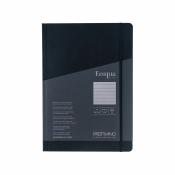 Ecoqua Plus Fabric-Bound Notebook, 8.3" x 11.7", Lined, Black