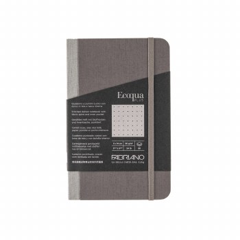 Ecoqua Plus Fabric-Bound Notebook, 3.5" x 5.5", Dotted, Grey