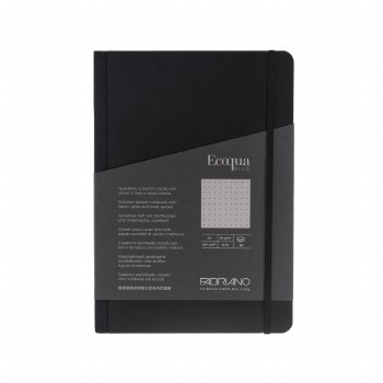 Ecoqua Plus Fabric-Bound Notebook, 5.8" x 8.3", Dotted, Black