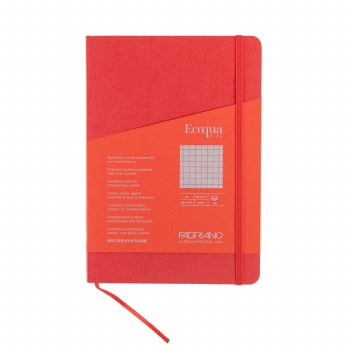 Ecoqua Plus Stitch-Bound Notebook, 5.8" x 8.3", Graph, Red