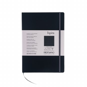 Ispira Hard-Cover Notebooks, 5.8" x 8.3", Dotted, Black