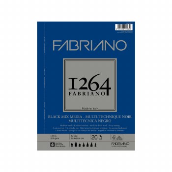 Fabriano 1264 Black Mixed Media Pad, 7" x 10", 120 lb.