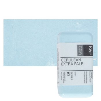 R&F Encaustic Paint Cakes, 40ml Cakes, Cerulean Blue Extra Pale