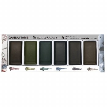 Gansai Tambi Watercolor Sets, Graphite 6-Color Set