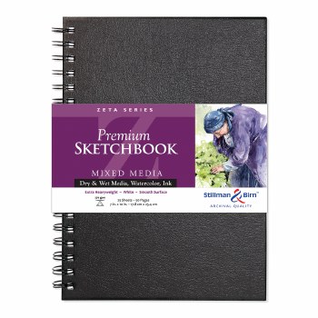 Zeta Series Hard-Cover Sketch Books, Wire Bound, 7" x 10", 100 lb., 50 Sheets