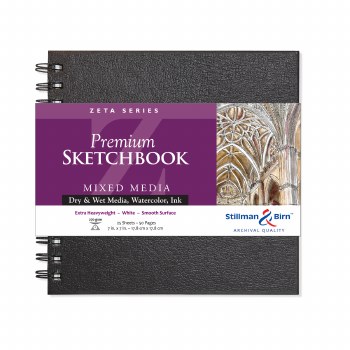 Zeta Series Hard-Cover Sketch Books, Wire Bound, 7" x 7", 100 lb., 50 Sheets