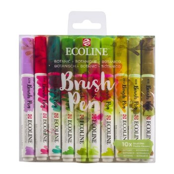 Ecoline Brush Marker Set, 10-Pen Botanical Colors Set