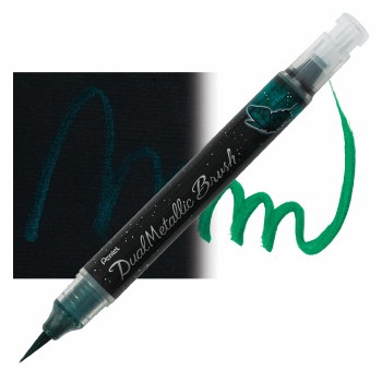 Pentel Dual Metallic Brush Pen, Green & Metallic Blue