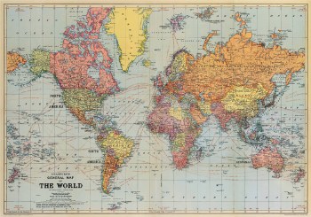 Decorative Italian Papers, World Map - 20 in. x 28 in.