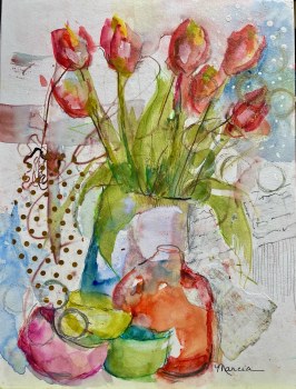 July 13 - Marcia Hodges - Intuitive Watercolor Florals with Mixed Media