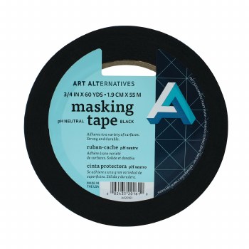 pH Neutral Black Masking Tape, 3/4 in. x 60 yds. Roll - 3 in. Core