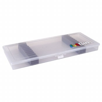 Small Brush Box, Transparent Plastic 14-3/16 in. wide by 6-1/4 in. deep by 1-3/16 in.