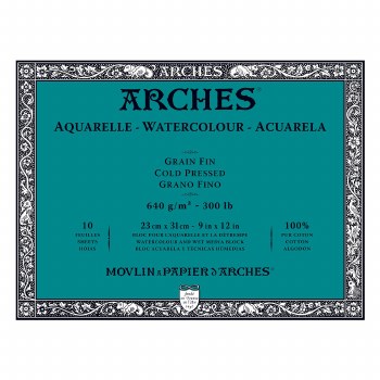 Arches Watercolor Blocks, Cold-Pressed, 300lb, 9" x 12", 20 Sheets