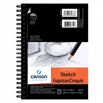 Canson Universal Heavy-Weight Sketch Pads, Side-Spiral, 5.5" x 8.5"