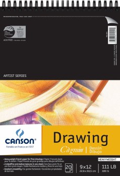 Canson Drawing Pads, White, 9" x 12" - 20 Shts./Pad 111 lb. (180 gsm)