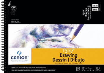 Canson Drawing Pads, White, 18" x 24" - 20 Shts./Pad 111 lb. (180 gsm)
