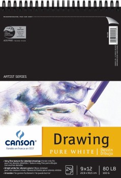 Canson Drawing Pads, Pure White, 9" x 12" - 24 Shts./Pad