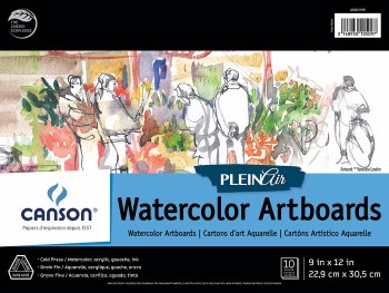 Canson Plein Air Watercolor Artboard Pads, 9" x 12" - 10 Shts./Pad