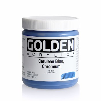 Golden Heavy Body Acrylics, 8 oz, Cerulean Blue, Chromium