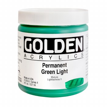 Golden Heavy Body Acrylics, 8 oz, Permanent Green Light