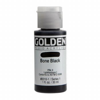 Golden Fluid Acrylics, 1 oz, Bone Black