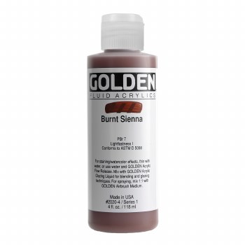 Golden Fluid Acrylics, 4 oz, Burnt Sienna