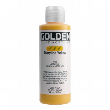 Golden Fluid Acrylics, 4 oz, Diarylide Yellow