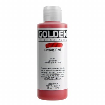 Golden Fluid Acrylics, 4 oz, Pyrrole Red