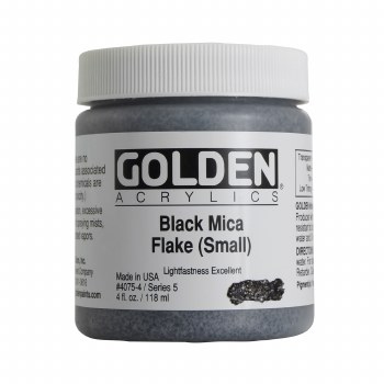 Golden Iridescent Acrylics, 4 oz Jars, Black Mica Flake Small