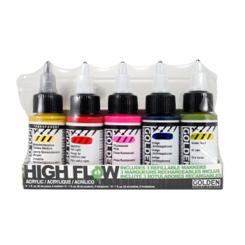 Golden High Flow Acrylics & Refillable Marker Set, 8 Pieces