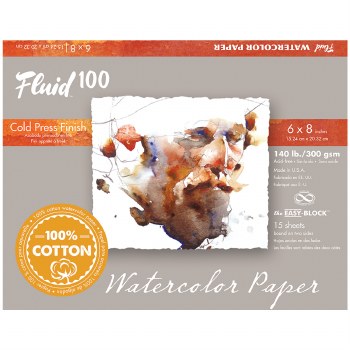 Fluid 100 Watercolor Paper Blocks, Cold Press, 6" x 8" - 140 lb., 15 Shts./Block