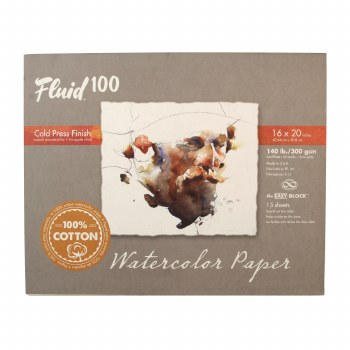 Fluid 100 Watercolor Paper Blocks, Cold Press, 16" x 20" - 140 lb., 15 Shts./Block