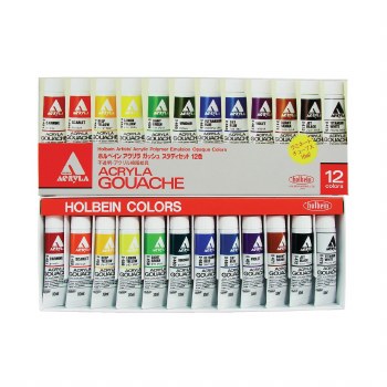 Holbein Acryla Gouache 12-Color 12ml, School Set