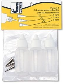 Small Applicator Bottles, Set of 3 - 1/2 fl. oz./14ml Bottles with .5, .7, & .9 mm Metal Tips