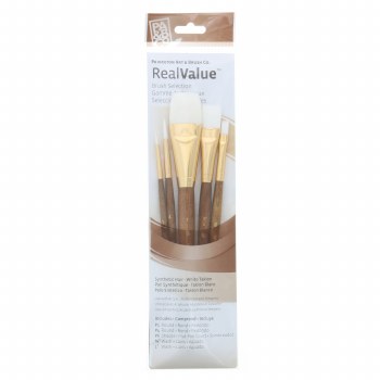 Real Value 5 Brush White Taklon Brush Set