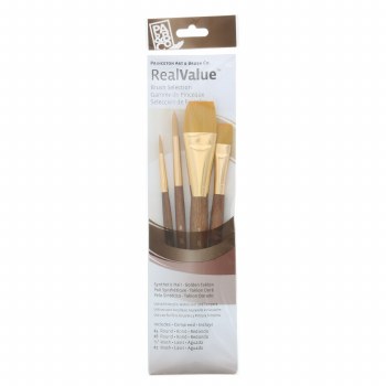 Real Value 4 Brush Golden Taklon Brush Set