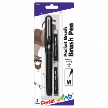 Pocket Brush Pens, Pocket Brush Pen with 2 Sepia Pigment Ink Refills