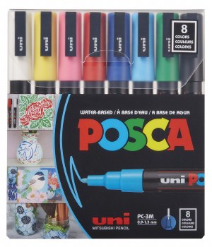 POSCA Paint Marker Sets, 8-Color PC-3M Fine Tip Set