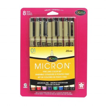 Pigma Micron Pen Sets, Assorted, 8-Color 01 Set