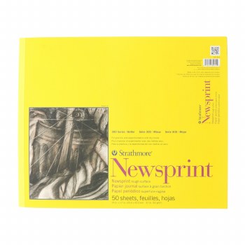 Strathmore Newsprint Paper Pads, 14" x 17", 300 Series, Rough, 50 Sheets