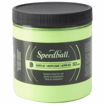 Permanent Acrylic Screen Printing Inks, 8 oz. Jars, Fluorescent Lime Green