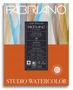 Fabriano Studio Watercolor Pads, Hot-Press, 11" x 14" - 140 lb., 50 Shts./Pad