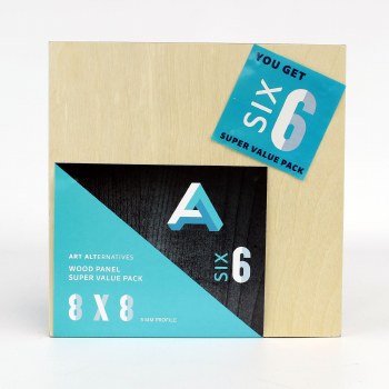Wood Panel Value Packs, 8" x 8", 5mm Profile - 6/Pkg.