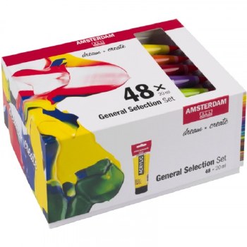 Amsterdam Standard Series Acrylic Paint Set, 48 Colors, 20ml