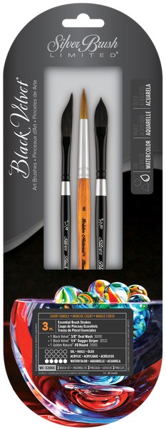 Silver Brush Limited Black Velvet 3 PC Essential Strokes W/C Set