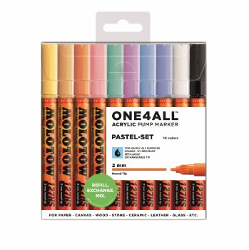 Molotow Acrylic Paint Markers, 2mm, Set of 10, Pastels